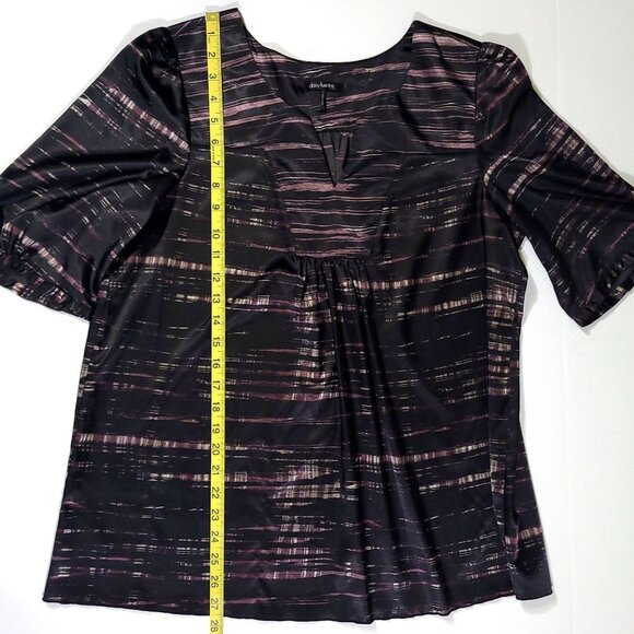 Daisy Fuentes Moda - Women's Size L - Short Sleeve Blouse - Black And Purple - Picture 9 of 10